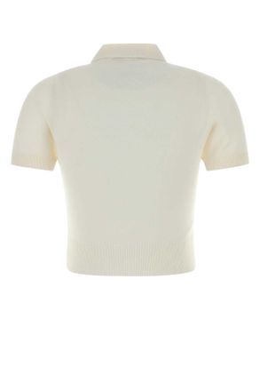 Dsquared2 Womens White Knit Polo Shirt Offwhite Exterior: Viscosa Wool