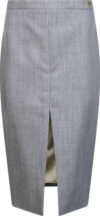 Elisabetta Franchi Straight Tailored Slit Midi Skirt