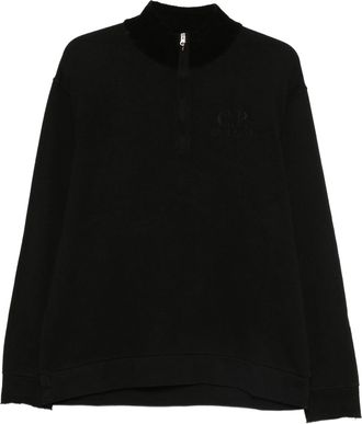 C.P. Company Cp Company Sweatshirts Polo Collar In Acero Fleece