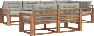 vidaXL Conjunto De Sof&aacute;s De Exterior 8 Uds. Natural Y Gris Claro Vidaxl
