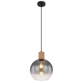 Netlighting Moitas Dome Pendant Ceiling Light Matt Black Smoke Glass Shade 1x E27