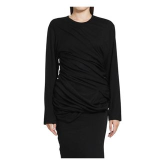 Junya Watanabe Tops, Dames, Zwart, S, Wol, Long Sleeve T-Shirt