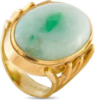 Luxury Bazaar Vintage 18K Yellow Gold Jade Ring MF18-062926
