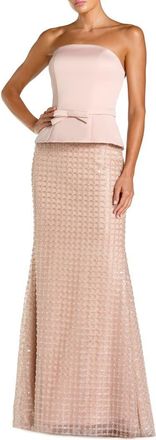 Mac Duggal Strapless Satin Top With Embellished Skirt Gown in Blush at Nordstrom, Size 8