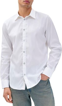 Rag & Bone Patrick Stretch Poplin Tuxedo Shirt in White at Nordstrom, Size X-Large