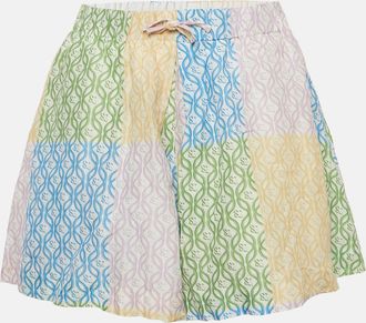 Sandro Multicolour Linen Blend Printed Rimini Wide Leg Shorts