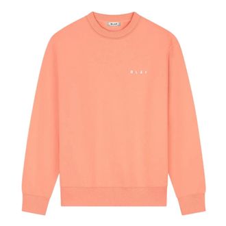Olaf Hussein Hoodies & sweatvesten, Heren, Oranje, XS, Brushstroke Face Crewneck