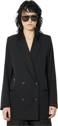 Fiorucci Dubbelrijige Geborduurde Blazer - Dames - Blazers - Zwart - XS - Wol - Jassen