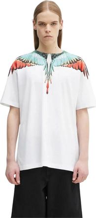 Marcelo Burlon Tops, Heren, Wit, S, Katoen, Iconische Wing T-shirt