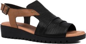 Django & Juliette Madis Low Wedge Sandal in Black/Dark Tan Leather at Nordstrom, Size 36