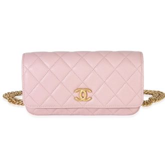 Chanel Quilted Caviar Sweetheart Phone Holder With Chain