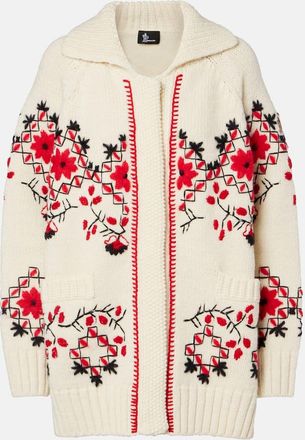 Moncler Embroidered wool-blend cardigan