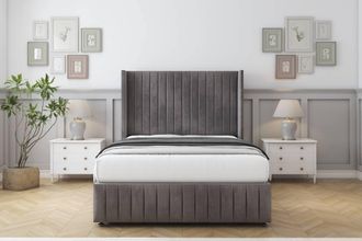 Comfort Beds Chester Naples Divan Base No Drawers - 54 Wingback-Footboard in Grey | Size: Super King