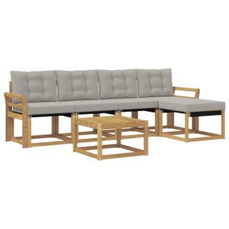 vidaXL Conjunto De Sof&aacute;s De Exterior 6 Pcs Blanco Y Gris Claro Vidaxl