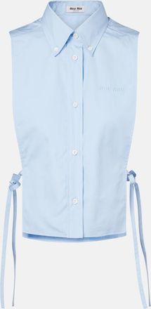 Miu Miu Camisa cropped de popel&iacute;n de algod&oacute;n