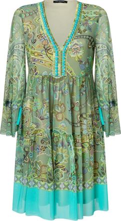 Ana Alcazar Groene Deco Jurk met V-hals - Dames - Casual kleedjes - Groen - S - Polyester - Kleedjes