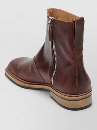 Our Legacy leather boots round toe stacked heel pull tab