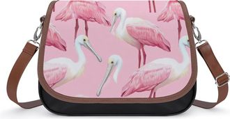 Generic Roseate Spoonbill Pattern Small Womens Crossbody Bags Shoulder Handbag with Adjustable Strap for Travel