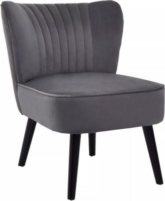 Premier Housewares Interiors by Premier Grey Velvet Chair, Curved Back Accent chair, Easy to Assemble Borg Chair, Comfy Office Chair