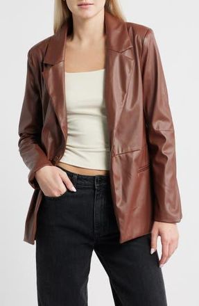 Princess Polly Morrison Faux Leather Blazer in Brown at Nordstrom Rack, Size Large/x-Large