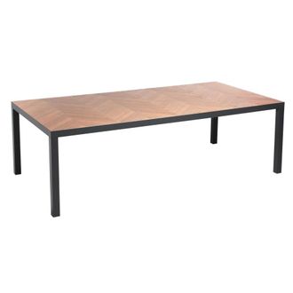 Oviala Mesa de jard&iacute;n de cer&aacute;mica con efecto de madera en forma de espiga