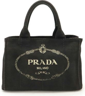Prada Canapa Black Nero Canapa Handbag Tote Bag (Pre-Owned)