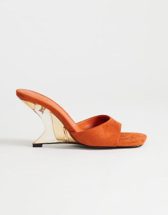 Topshop Esme - Sabot arancioni con zeppa trasparente-Arancione