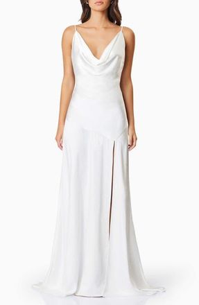 Elliatt Clementine Satin Gown in Ivory at Nordstrom, Size Xx-Large