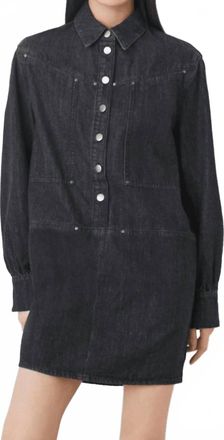 Suncoo Calixt Short Denim Dress In Carbon