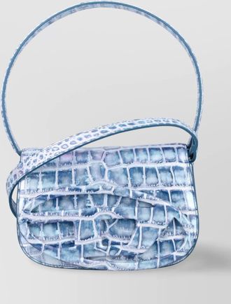 Diesel crocodile texture shoulder bag with adjustable strap