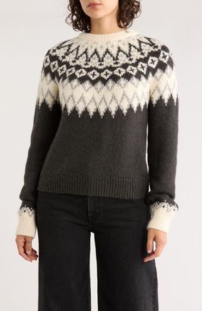 Marine Layer Fiorella Fair Isle Sweater in Charcoal at Nordstrom, Size X-Large