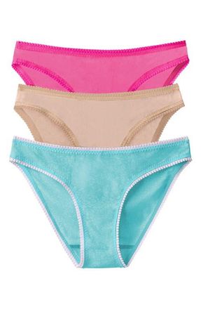 OnGossamer 3-Pack Mesh Hip Bikinis in Sf/chp/wf at Nordstrom, Size Medium