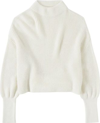 Closed crew-neck ribbed jumper - women - Acrylic/Wool/Alpaca Wool - L - White
