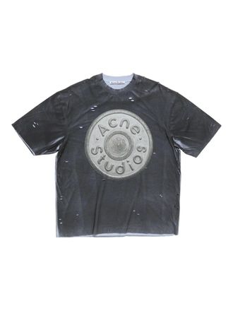 Acne Studios logo distressed t-shirt - unisex - Organic Cotton/Recycled Polyester - S - Black