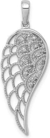 Diamond2Deal 14k White Gold Diamond Open-work Wing Pendant
