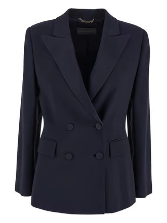 Alberta Ferretti Blauwe Enver Satijnen Blazer