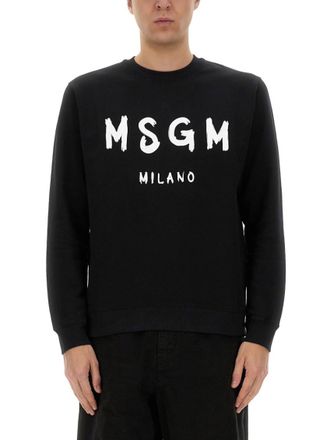 Msgm Black Regular Logo Sweatshirt