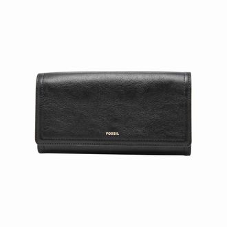 Fossil Wallet for Women Logan, Leather/Polyurethane Trim Flap Clutch black 19.4 cm L x 2.5 cm W x 10.2 cm H SL7833001