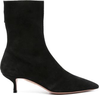 Aquazzura Schoenen, Dames, Zwart, 38 1/2 EU, Su&egrave;de, Puntige Neus Kittenhak Enkellaarsjes