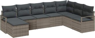 vidaXL Sofa Set with Cushion with Storage 8 pcs Grey Poly Rattan vidaXL
