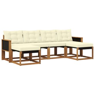 vidaXL Conjunto De Sof&aacute;s De Exterior Con Coj&iacute;n 6 Pcs Natural Y Crema Vidaxl