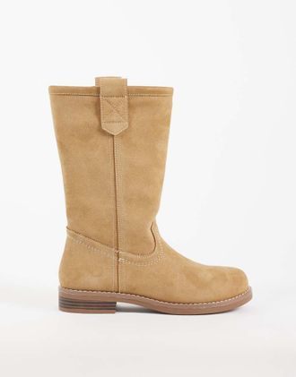 Asos Clementine - Stivali trucker in camoscio color sabbia-Neutro