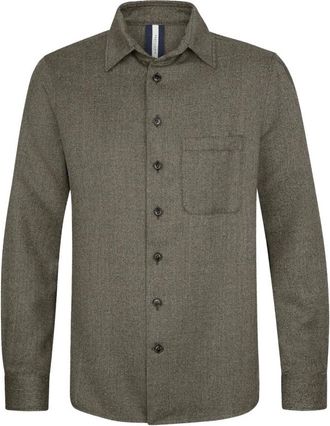 Profuomo Mouline Wool Overshirt - Heren - Overhemden - Bruin - Maat: M Wol