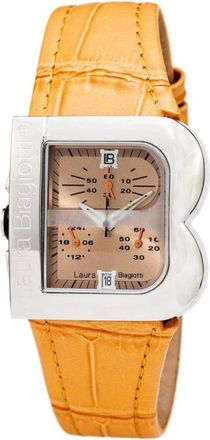Laura Biagiotti Watches, female, Orange, Size: ONE SIZE Elegant Leather Strap Dress Watch