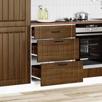 Berkfield Home Kitchen Base Cabinet Lucca Brown Oak Engineered Wood