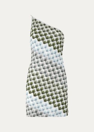 Missoni One-Shoulder Metallic Lace Knit Mini Dress