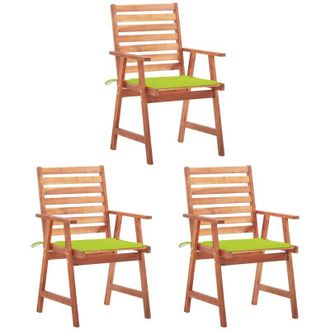 vidaXL Sillas De Comedor Para Jard&iacute;n 3 Piezas Con Almohadillas Masivas