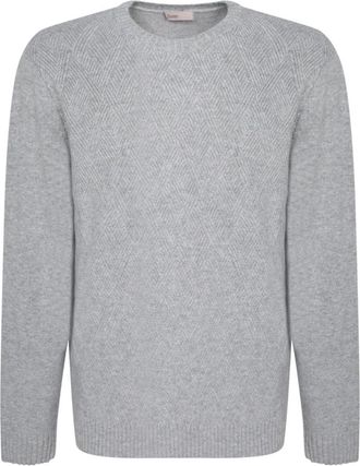 Herno Kasjmier Kabeltrui - Heren - Ronde hals truien - Grijs - 2XL - Kasjmier - Truien & Vesten