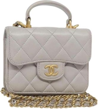 Chanel Pre-owned Mini Schoudertas - Dames - Vintage Mini Tas - Grijs - ONE Size - Leer - Vintage