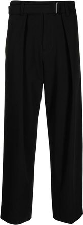 Songzio straight-leg belted trousers - men - Polyester/Rayon - 46 - Black